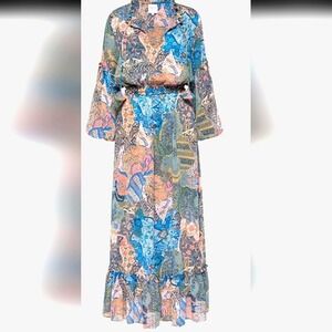 Misa LA Women M Amata Maxi Dress Patchwork Batik Tassel Special Ocassion Wedding